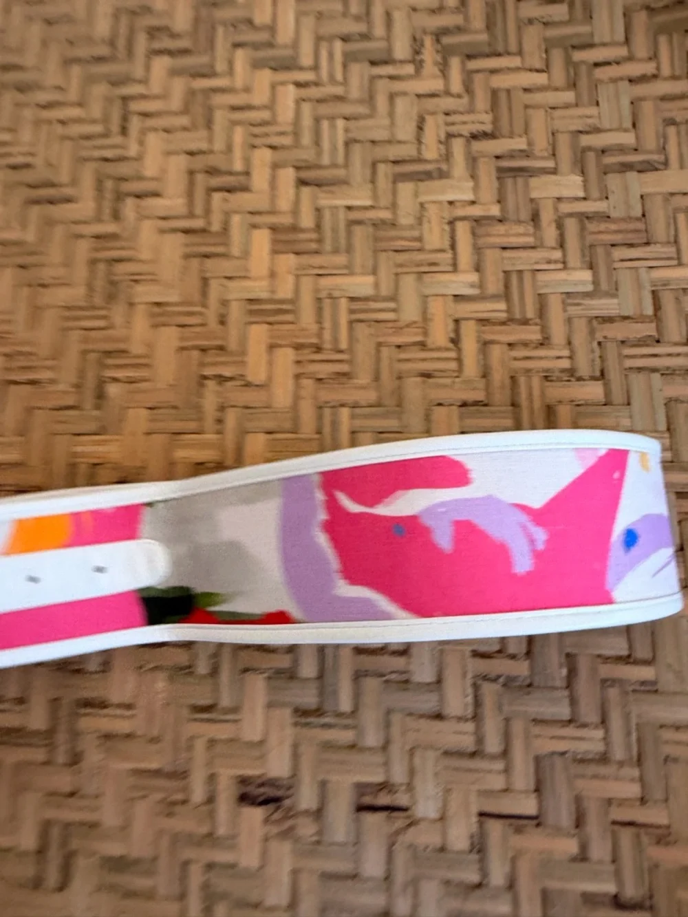 WOMEN’S VINTAGE 80’s PASTEL NEON COLORFUL WIDE BELT CIRCULAR BUCKLE ABSTRACT EUC